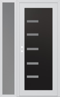 Diamond C8 52" x 80" white/white frosted Glass Panel black RHI with Sidelite frosted Glass