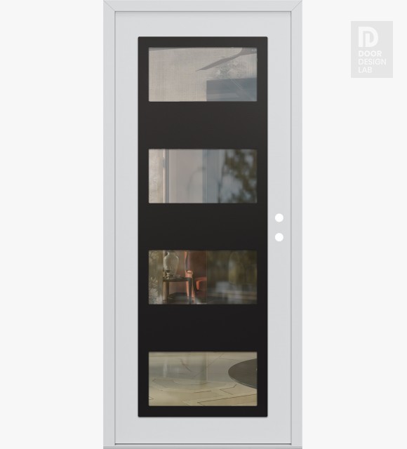 Modern Steel Front Door Diamond C2 36" x 80" white/white clear Glass Panel black LHI