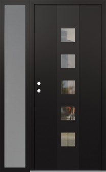 DIAMOND A13 50" X 80" BLACK/BLACK CLEAR GLASS PANEL BLACK RHI WITH SIDELITE FROSTED GLASS