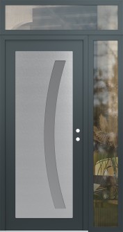 Diamond C4 52" x 96" anthracite/anthracite frosted Glass Panel stainless steel LHI with Sidelite and Transom clear Glass