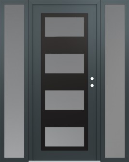 Diamond C2 60" x 80" anthracite/anthracite frosted Glass Panel black LHI with 2 Sidelites frosted Glass
