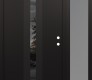 Modern Steel Front Door DIAMOND A3 48" X 80" BLACK/BLACK MIRRORED GLASS PANEL BLACK LHI WITH SIDELITE FROSTED GLASS