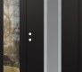 Modern Steel Front Door DIAMOND A11 52" X 80" BLACK/WHITE FROSTED GLASS PANEL STAINLESS STEEL RHI WITH SIDELITE CLEAR GLASS