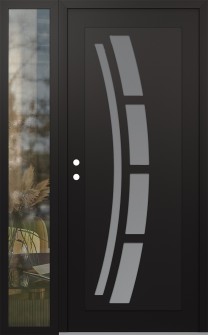 Diamond C12 52" x 80" black/white frosted Glass Panel black RHI with Sidelite clear Glass