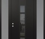 DIAMOND A10 64" X 96" BLACK/BLACK MIRRORED GLASS PANEL BLACK LHI WITH 2 SIDELITES AND TRANSOM FROSTED GLASS