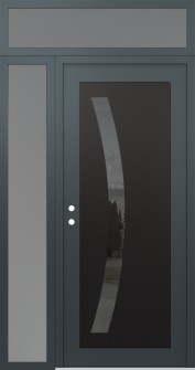 Diamond C4 48" x 96" anthracite/anthracite mirrored Glass Panel black RHI with Sidelite and Transom frosted Glass