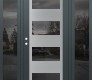 Modern Steel Front Door Diamond C2 60" x 80" anthracite/anthracite mirrored Glass Panel stainless steel RHI with 2 Sidelites mirrored Glass