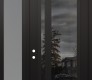 Modern Steel Front Door Diamond C15 50" x 96" black/black mirrored Glass Panel black RHI with Sidelite and Transom frosted Glass
