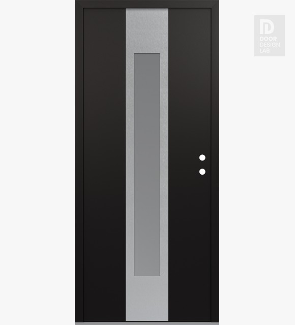 Modern Steel Front Door DIAMOND A1 36" X 80" BLACK/WHITE FROSTED GLASS PANEL STAINLESS STEEL LHI