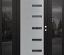 Modern Steel Front Door Diamond C8 64" x 80" black/black mirrored Glass Panel stainless steel LHI with 2 Sidelites mirrored Glass