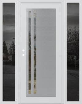 Diamond C6 68" x 80" white/white clear Glass Panel stainless steel RHI with 2 Sidelites mirrored Glass