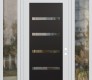 Modern Steel Front Door Diamond C7 60" x 96" white/white clear Glass Panel black LHI with 2 Sidelites and Transom clear Glass