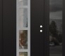 Modern Steel Front Door DIAMOND A10 50" X 80" BLACK/BLACK CLEAR GLASS PANEL STAINLESS STEEL LHI WITH SIDELITE MIRRORED GLASS