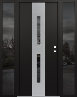 DIAMOND A6 68" X 80" BLACK/BLACK MIRRORED GLASS PANEL STAINLESS STEEL LHI WITH 2 SIDELITES MIRRORED GLASS