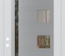 Modern Steel Front Door Diamond C3 36" x 96" white/white clear Glass Panel stainless steel RHI with Transom clear Glass