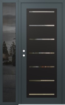 Diamond C11 48" x 80" anthracite/anthracite clear Glass Panel black RHI with Sidelite mirrored Glass