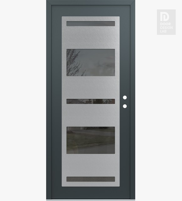 Modern Steel Front Door Diamond C10 36" x 80" anthracite/anthracite mirrored Glass Panel stainless steel LHI