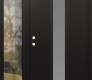 Modern Steel Front Door DIAMOND A1 48" X 80" BLACK/WHITE FROSTED GLASS PANEL BLACK RHI WITH SIDELITE CLEAR GLASS