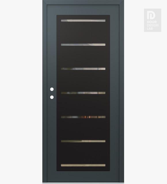 Modern Steel Front Door Diamond C11 36" x 80" anthracite/anthracite clear Glass Panel black RHI