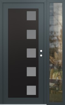 Diamond C5 52" x 80" anthracite/anthracite frosted Glass Panel black LHI with Sidelite clear Glass