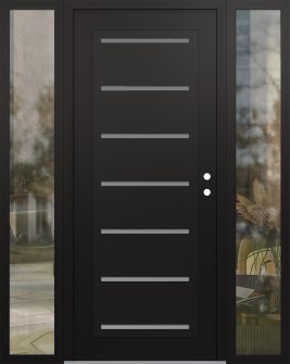 Diamond C11 60" x 80" black/white frosted Glass Panel black LHI with 2 Sidelites clear Glass