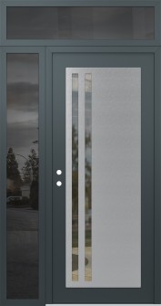Diamond C6 52" x 96" anthracite/anthracite clear Glass Panel stainless steel RHI with Sidelite and Transom mirrored Glass