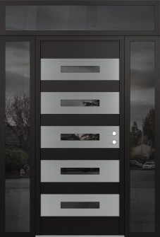 Diamond D9 60" x 96" black/black mirrored Glass Panel stainless steel LHI with 2 Sidelites and Transom mirrored Glass