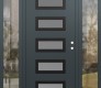 Modern Steel Front Door Diamond D1 64" x 80" anthracite/anthracite frosted Glass Panel black LHI with 2 Sidelites clear Glass