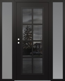 Diamond C16 68" x 80" black/black mirrored Glass Panel black RHI with 2 Sidelites frosted Glass