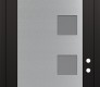 Modern Steel Front Door Diamond C5 36" x 96" black/white frosted Glass Panel stainless steel LHI with Transom mirrored Glass