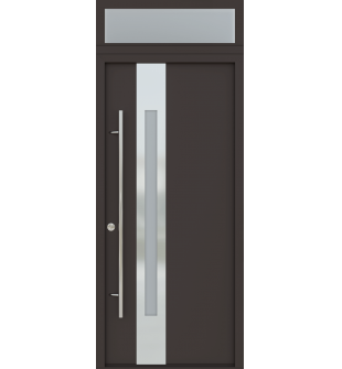 MODERN FRONT STEEL DOOR ZEPHYR BROWN/WHITE 37 7/16" X 95 11/16" RIGHT HAND INSWING with TRANSOM