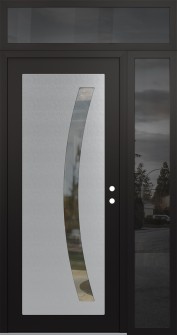 Diamond C4 52" x 96" black/black clear Glass Panel stainless steel LHI with Sidelite and Transom mirrored Glass