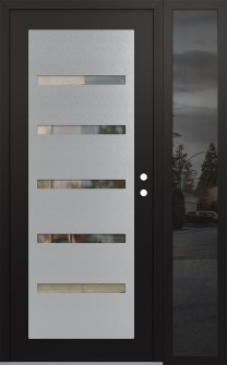 Diamond C7 52" x 80" black/black clear Glass Panel stainless steel LHI with Sidelite mirrored Glass