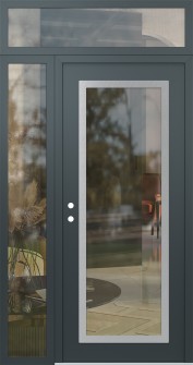 Diamond C1 48" x 96" anthracite/anthracite clear Glass Panel stainless steel RHI with Sidelite and Transom clear Glass