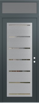Diamond C11 36" x 96" anthracite/anthracite clear Glass Panel stainless steel LHI with Transom frosted Glass