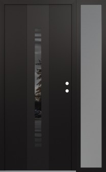 DIAMOND A5 48" X 80" BLACK/BLACK MIRRORED GLASS PANEL BLACK LHI WITH SIDELITE FROSTED GLASS