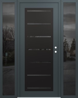 Diamond C11 68" x 80" anthracite/anthracite mirrored Glass Panel black LHI with 2 Sidelites mirrored Glass