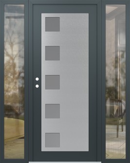 Diamond C5 64" x 80" anthracite/anthracite frosted Glass Panel stainless steel RHI with 2 Sidelites clear Glass