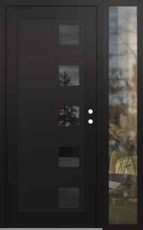 Diamond C5 52" x 80" black/black mirrored Glass Panel black LHI with Sidelite clear Glass