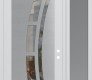Modern Steel Front Door Diamond C12 52" x 96" white/white clear Glass Panel stainless steel LHI with Sidelite and Transom frosted Glass