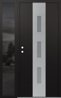 DIAMOND A7 50" X 80" BLACK/WHITE FROSTED GLASS PANEL STAINLESS STEEL RHI WITH SIDELITE MIRRORED GLASS