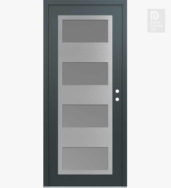 Modern Steel Front Door Diamond C2 36" x 80" anthracite/anthracite frosted Glass Panel stainless steel LHI