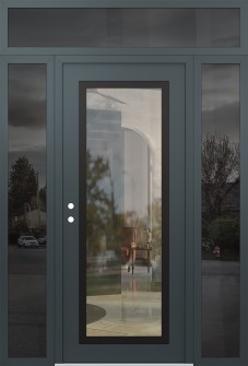 Diamond C1 60" x 96" anthracite/anthracite clear Glass Panel black RHI with 2 Sidelites and Transom mirrored Glass