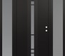 Modern Steel Front Door DIAMOND A3 68" X 80" BLACK/WHITE FROSTED GLASS PANEL BLACK LHI WITH 2 SIDELITES FROSTED GLASS