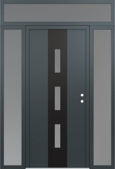 DIAMOND A7 68" X 96" ANTHRACITE/ANTHRACITE FROSTED GLASS PANEL BLACK LHI WITH 2 SIDELITES AND TRANSOM FROSTED GLASS