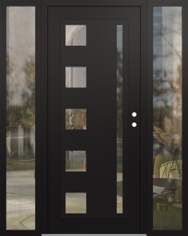 Diamond C3 68" x 80" black/black clear Glass Panel black LHI with 2 Sidelites clear Glass