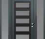 Modern Steel Front Door Diamond C9 64" x 96" anthracite/anthracite frosted Glass Panel black LHI with 2 Sidelites and Transom frosted Glass