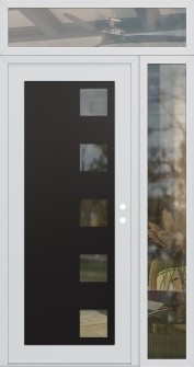 Diamond C5 48" x 96" white/white clear Glass Panel black LHI with Sidelite and Transom clear Glass