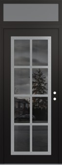 Diamond C16 36" x 96" black/black mirrored Glass Panel stainless steel LHI with Transom frosted Glass