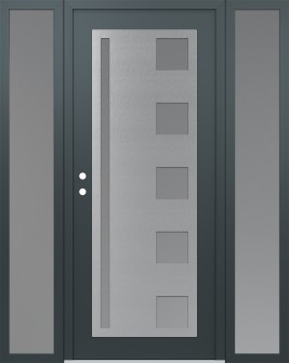 Diamond C3 64" x 80" anthracite/anthracite frosted Glass Panel stainless steel RHI with 2 Sidelites frosted Glass